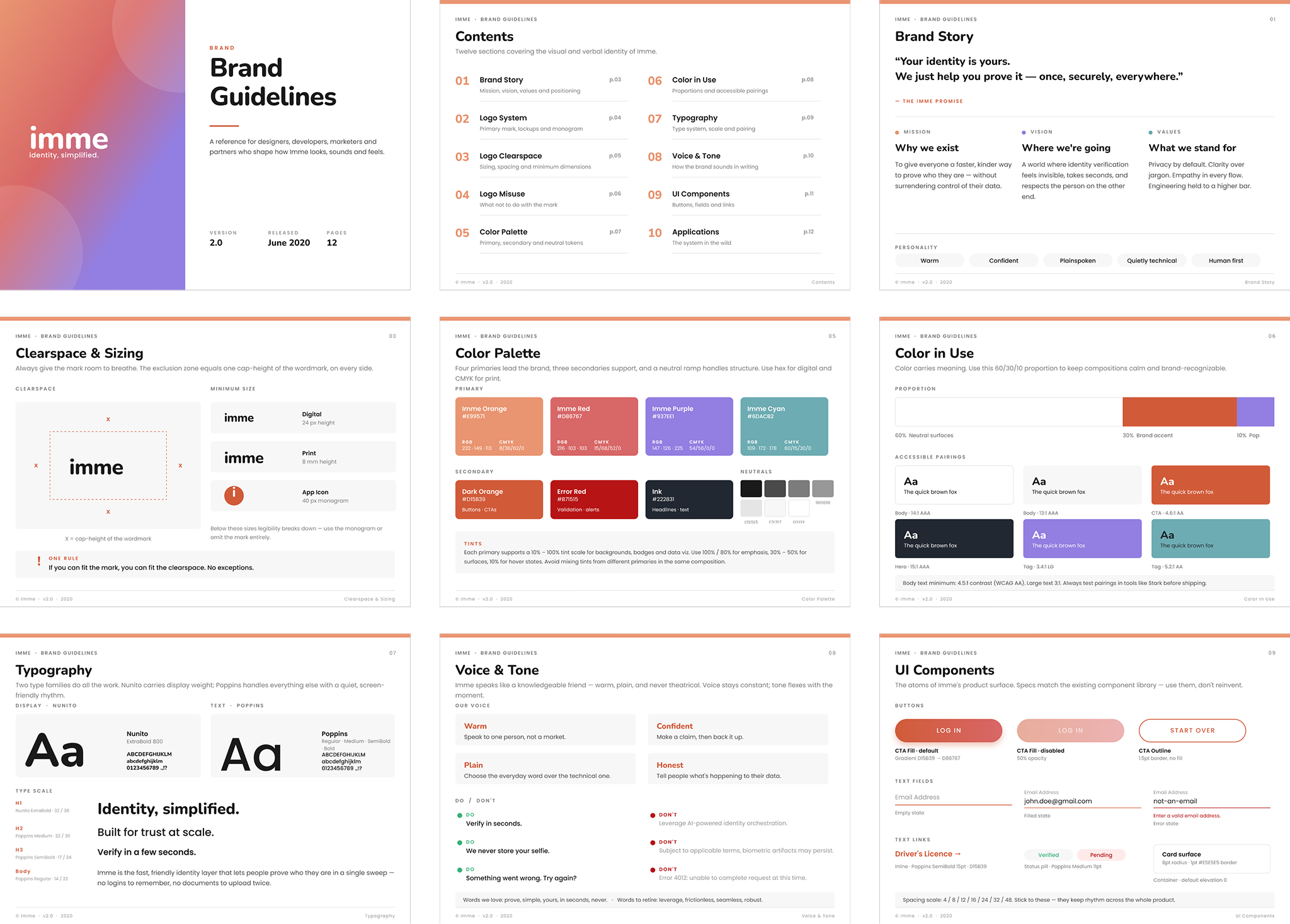 Imme brand guidelines: logomark, colour palette, typography, and illustration system